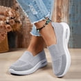thumbnail image 2 of Women's Orthopedic Slip On Sneakers with Air Cushion Lightweight Non Slip Walking Shoes Breathable Stretchy Platform Loafers Gray Size 6, 2 of 5