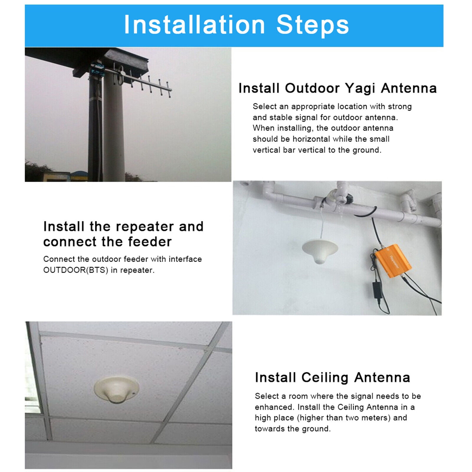 Mobile Signal Repeater Booster Amplifier CDMA850MHz, 2G 3G 4G Cell Phone Call Signal Repeater + Yagi Antenna for Boosting Extending Phone Signal Coverage