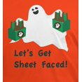 thumbnail image 4 of Halloween Ghost Sheet Faced Orange Adult T-Shirt, 4 of 5