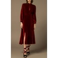 thumbnail image 2 of Dark Burgundy Velvet Long Sleeves Dress Bridesmaid Evening Slit Dress Wedding Guest Dress Formal Dress, 2 of 4