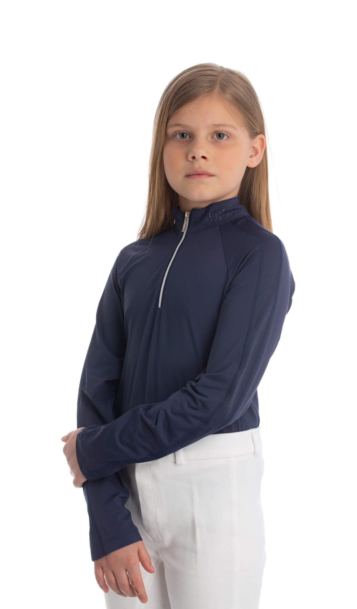 Equinavia Alma Girls Equestrian Long Sleeve Sun Shirt | Kids Riding Shirt with UPF 50 UV Protection and Breathable Mesh