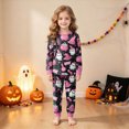 thumbnail image 2 of TOWED22 Girls Boys Halloween Pajamas Pumpkin Ghost Graphic Cotton Planet Pjs Toddler 2 Piece Sleepwear Kids Clothes Set(Hot Pink,6-7 Y), 2 of 6