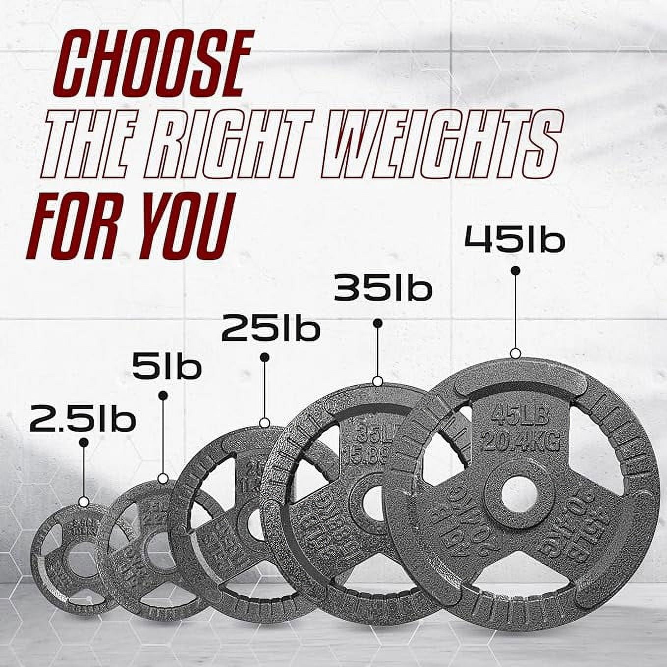 Yes4All Tri-Grip Handles Olympic Weight Plates/Cast Iron Weight Plates, Suitable for Barbell Exercises, Strength, Flexibility Training - 25LB (Single)