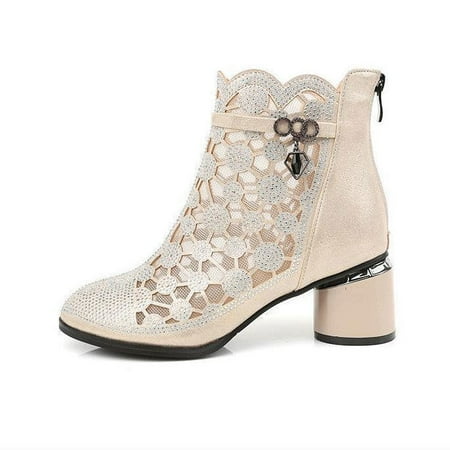 

Ladies Lace Mesh Breathable Hollow Sandal Ankle Boots