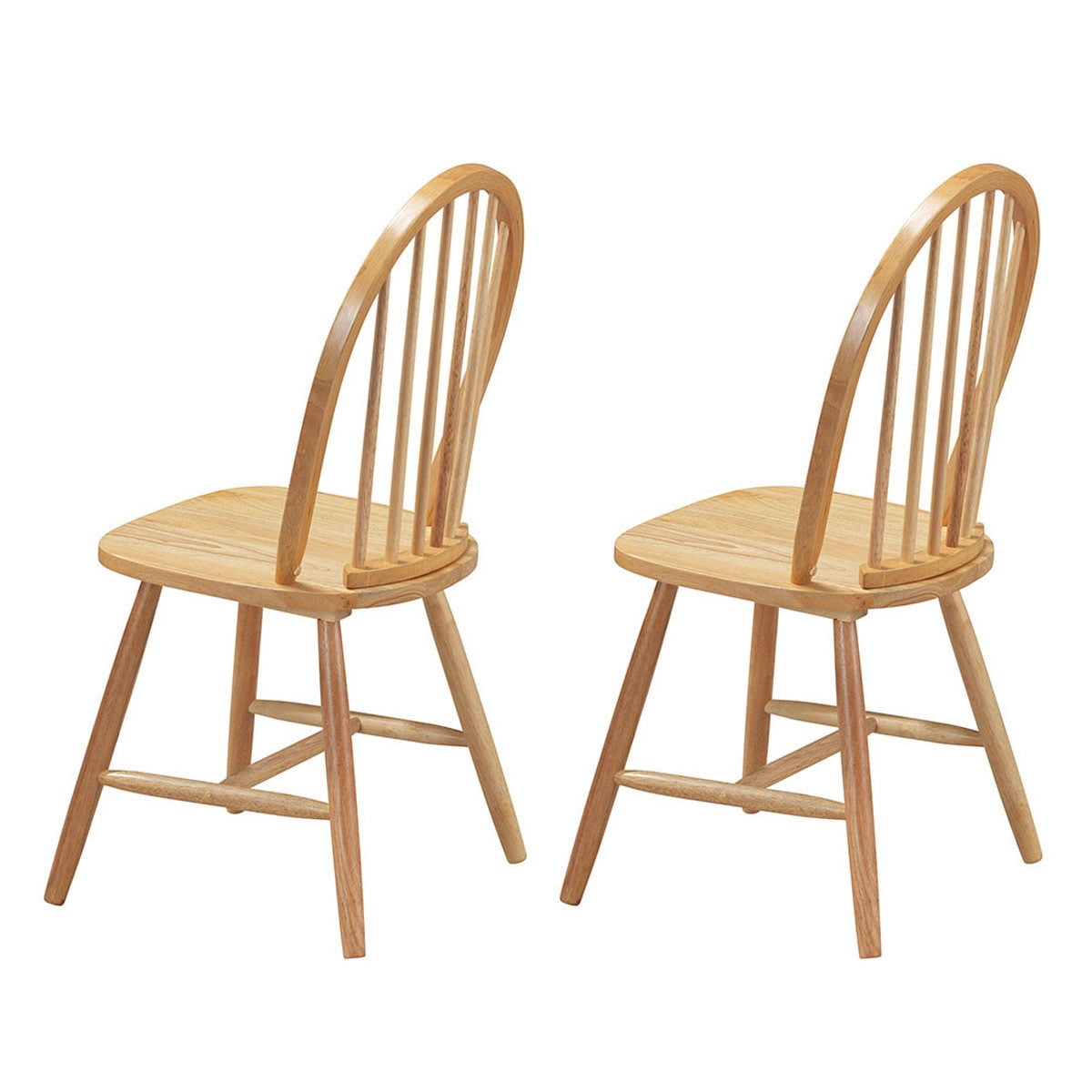 Topbuy Set of 2 Windsor Chairs Wood Armless Dining Room Spindle Back Kitchen Natural