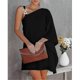 thumbnail image 1 of Vestido corto de verano informal de un solo hombro para mujer, estilo camiseta, con mangas murciélago., 1 of 3