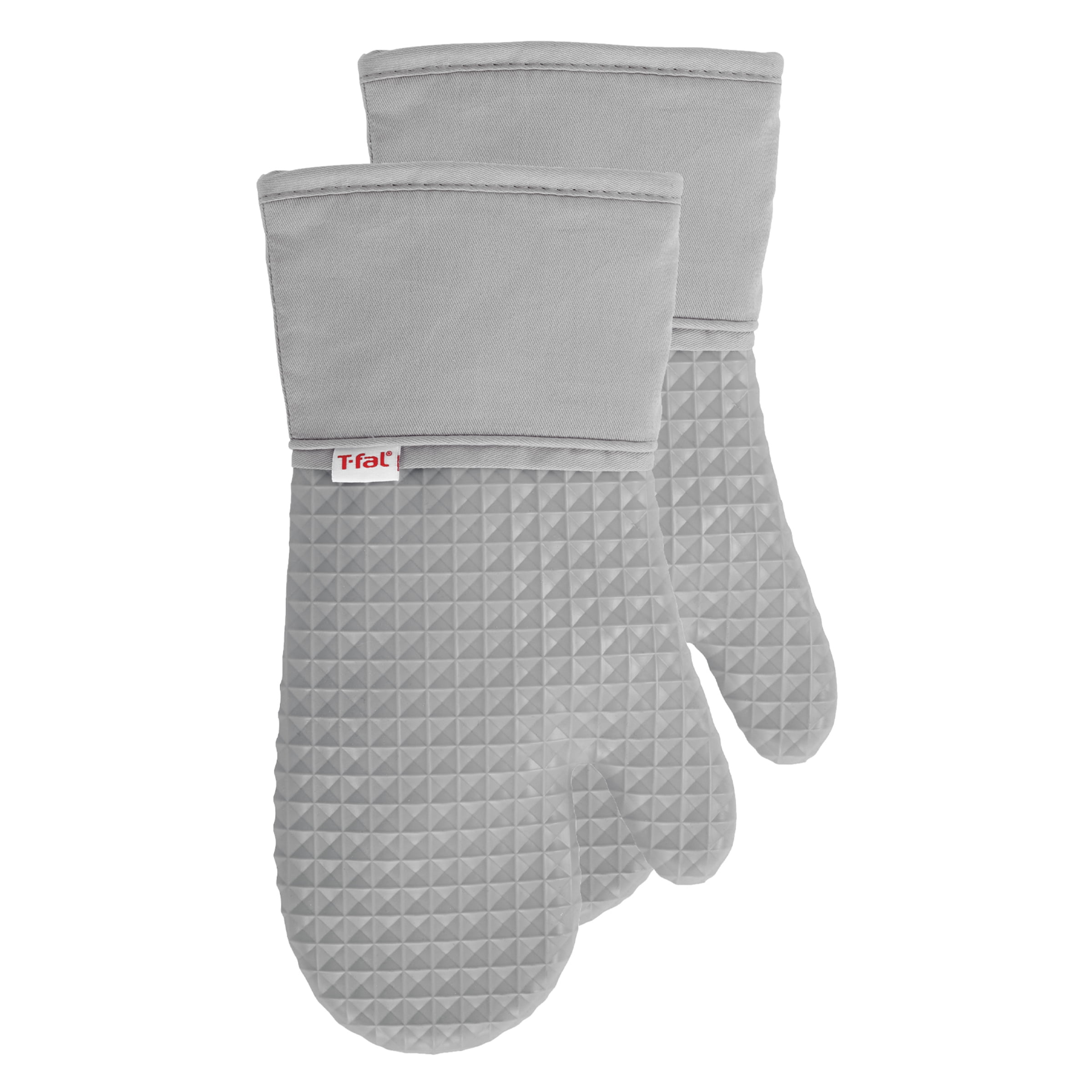 T-fal Flexible Waffle Silicone Oven Mitts, Set of Two, Gray