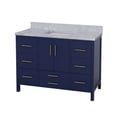 thumbnail image 2 of California 48" Bathroom Vanity with Royal Blue Cabinet and Carrara Marble Top, 2 of 5