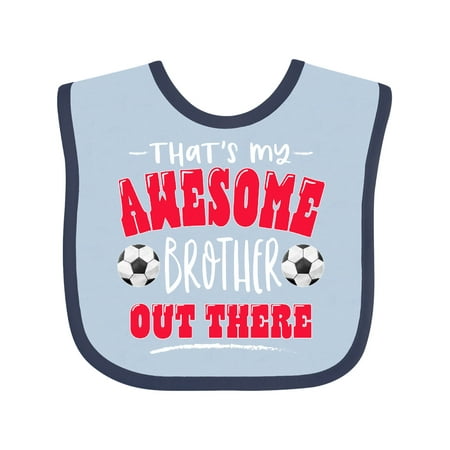 

Inktastic That s My Awesome Brother Out There with Soccer Balls Gift Baby Boy or Baby Girl Bib