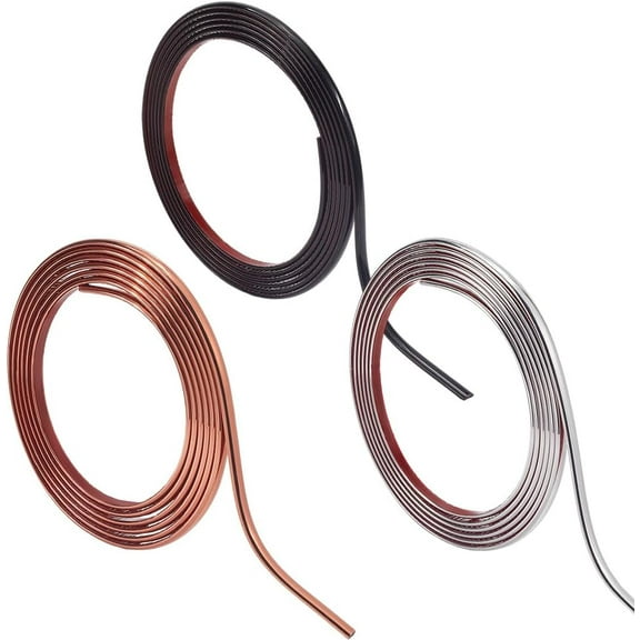 29.5Ft 3 Rolls 3 Colors Molding Trim Wall Trim Flexible Peel and Stick Self Adhesive Liner Wallpaper Border PVC Bendable Strips Backsplash Tile Edge for DIY Ceiling Furniture Wardrobe Decor