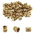thumbnail image 1 of HUGFEGWE M3x5mm Female Thread Knurled Nuts Hx4mm OD Brass Threaded Insert Embedment Nuts Hydraulic Welded Joint Injection Molding Assortment Kit for 3D Printing Injection Molding 80PCS CJB91-24974, 1 of 7