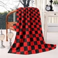 thumbnail image 2 of Red and Black Checkered Pattern Blanket,Comfortable Soft Lamb Wool Throw Blanket,All Season,Warm Lightweight Blankets for Sofa Bed Couch Living Room Chair,60"x80", 2 of 4