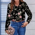 thumbnail image 5 of Abomasnow Womens Button Down Shirts Fashion Boho Floral Printed Shirts Dressy Casual Long Sleeve V Neck Tops S-2XL, 5 of 6