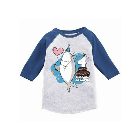 Awkward Styles Fourth Birthday Party I am Four Toddler Raglan Shark Raglan for Boys Shark Gifts Shark Themed Party Shark T Shirts for Girls Gifts for 4 Year Old Children Fourth B Day Toddler