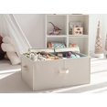 thumbnail image 5 of Extra Large Storage Bins with Lids, 55L Decorative Storage Bins with Double-Open Lid and Divider Board, Fabric Bins with Handles, Mixing of Beige, White & Ivory, 2-Pack, 5 of 10
