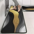 thumbnail image 2 of Kitchen Rugs Sets Of 2,Black Marble Gold Wave Pattern Anti Fatigue Kitchen Mat Rugs Non Slip Washable,Decorative Kitchen Floor Mats for Kitchen,Sink,Laundry,17"x47"+17"x47", 2 of 5