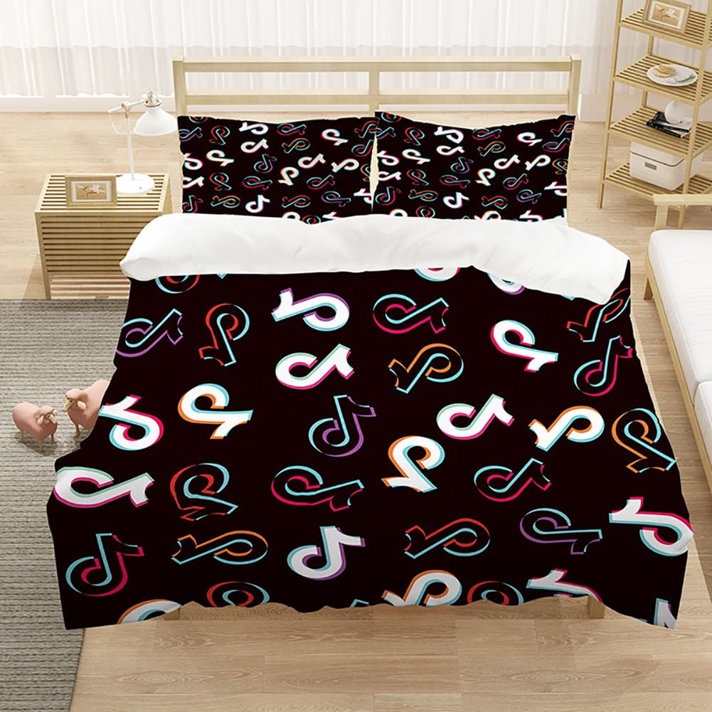 3D Printed Tik Tok Children Bedding Set Kids Boys Black Bed Duvet Cover