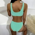 thumbnail image 3 of Swimsuits for Women,Women's Bikini Solid Set Swimsuit Two Piece Filled Soild Swimwear Beachwear Green M(M), 3 of 9