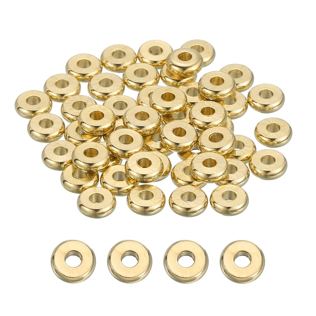 80 Pcs Cuentas Espaciadoras Redondas Planas de 6mm Cuentas Heishi de Latón para Fabricación de Joyas