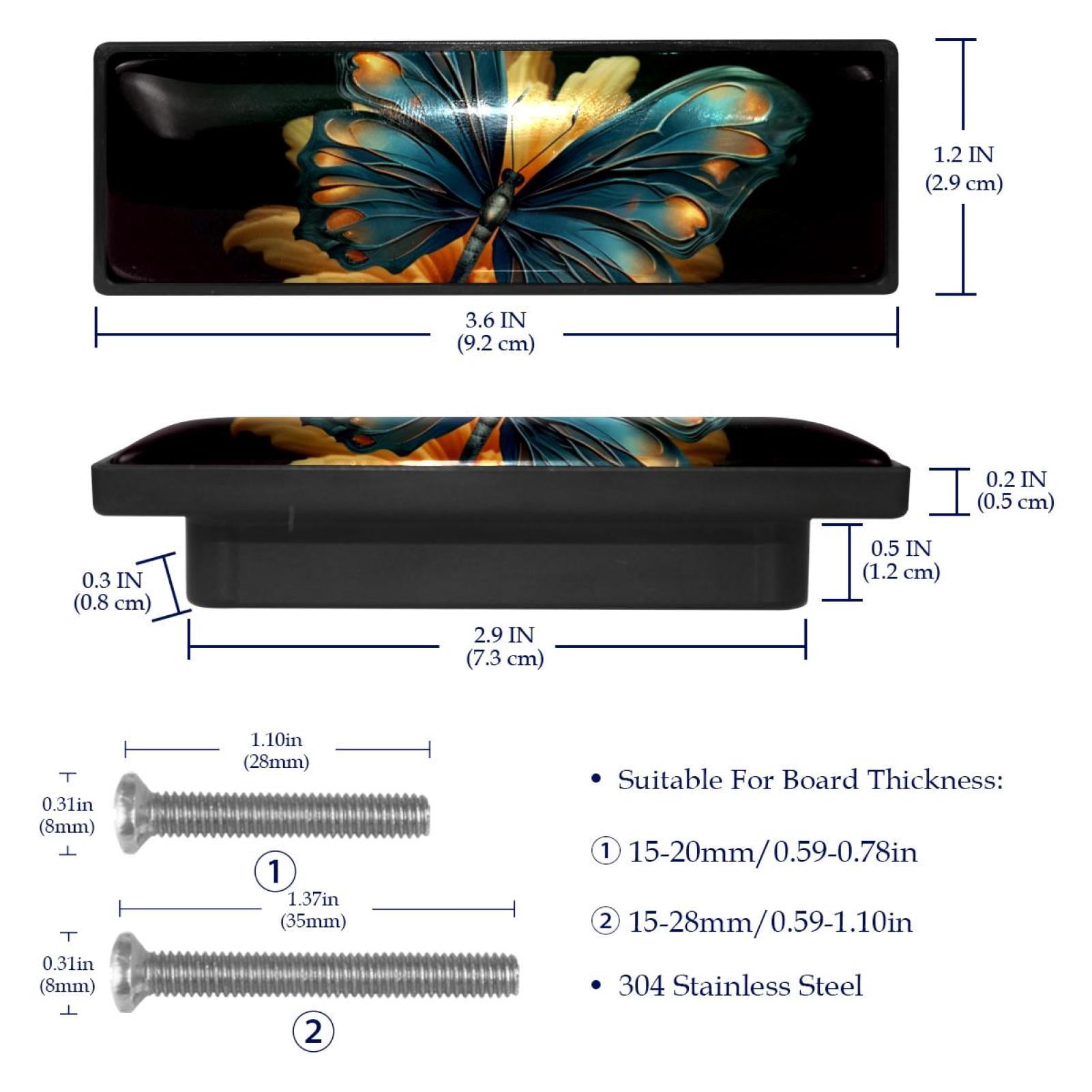 HemaKayy 4 Pack 3.6" Decorative Cabinet Pulls - Durable & Long-lasting | Easy Installation | Elegant & Stylish Decor for Home, Kitchen Furniture Handles | Turquoise Blue Butterfly Lily Flower