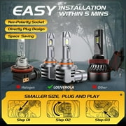 LOUVEROLA 9005 9006 LED Headlight Bulbs Set, 9005/HB3 9006/HB4 600% Brighter LED Fog Lights, 160W 6500K Cool White Halogen Replacement with Fan, Plug and Play, Pack of 4