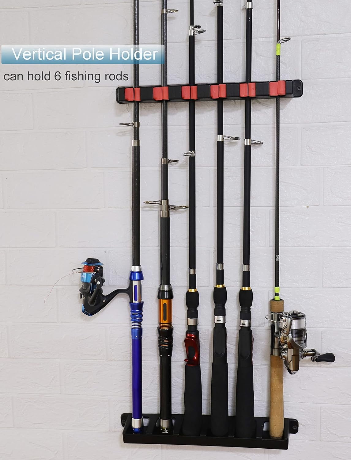 Wall-Mounted Fishing Rod Rack Holders - Vertical 6-Rod Storage Pair (Green) For Garage, Boat, Home Wall-Mounted Fishing Rod Rack Holders - Vertical 6-Rod Storage Pair (Green) For Garage, Boat, Home