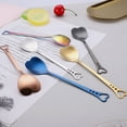 thumbnail image 4 of opvise Coffee Spoon Heart-shaped Rust-proof Rainbow Gradient Color Stainless Steel Coffee Tea Stirring Spoon Wedding Present Golden, 4 of 8