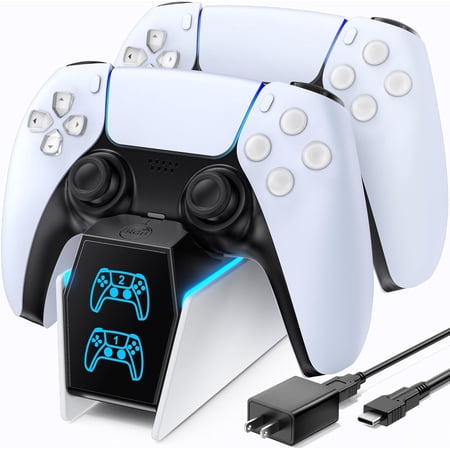 UYWZQ-OIVO PS5 Controller Charger with Fast Charging AC Adapter, PS5 Controller Charging Station Stand for PlayStation 5, Docking Station Replacement for PS 5 Accessories Kits
