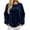 Navy, variant on Women Solid Henley Sweatshirt Soft Button Crewneck Loose Long Sleeve Pullover Top Fall Winter Daily Home Wear Dates Outdoor Casual Solid Color