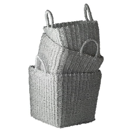 Dimond Home Nested Recycled Twisted Silver Foil Baskets - Set of 3