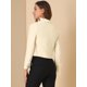 thumbnail image 5 of INSPIRE CHIC Chaqueta estilo cárdigan con frente abierto elegante para mujer, chaqueta recortada de oficina de trabajo Beige M, 5 of 6