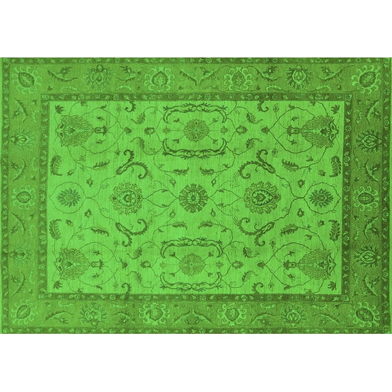 Ahgly Company Indoor Rectangle Oriental Green Traditional Area Rugs, 4' x 6'