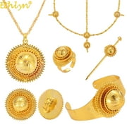 Ethlyn Six-pcs Jewelry Sets,Gold Color Ethiopian Eritrean Habesha Wedding Party Jewelry Sets,African Traditional Jewelry