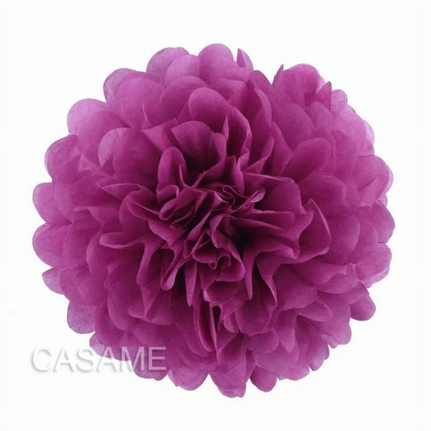 Pompones de papel decorativos para bodas, 10 cm, 15 cm, 20 cm, 25 cm, 4, 6, 8 y 10 pulgadas, bolas para fiestas, decoración del hogar, papel de seda, decoración de cumpleaños, color magenta, 12