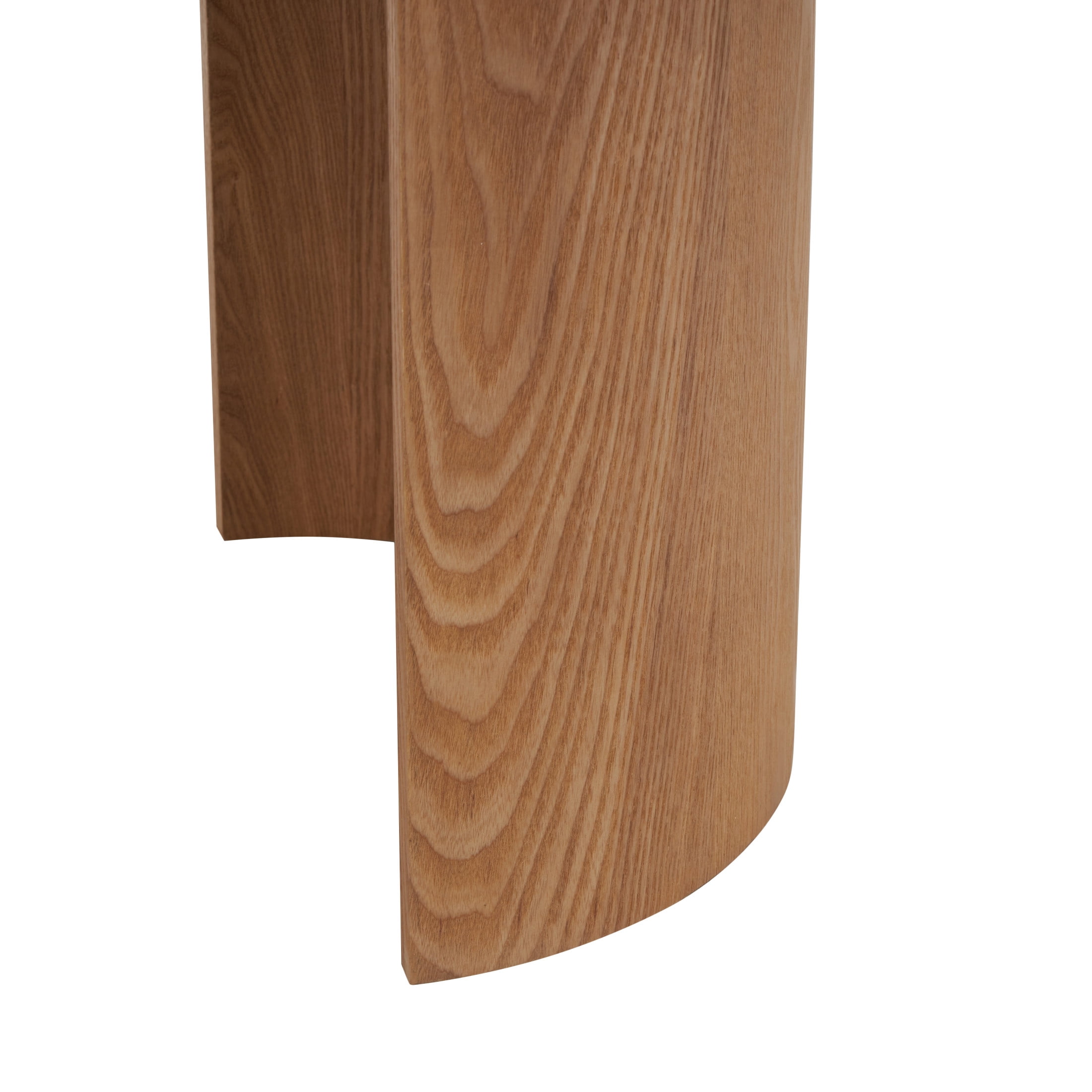 DecMode 44" x 32" Brown Wood Curved Crescent Console Table with Oval Beige Marble Tabletop, 1-Piece