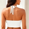 thumbnail image 5 of CIENVNSTG Padded Modest High Neck Halter Cropped Swim Top Womens Bikini Top Comfortable Breathable Bathing Suit for Seaside Vacation and Outdoor Water Activities White XL, 5 of 5