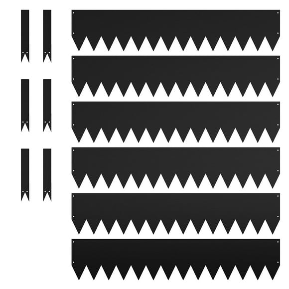6 Pack Corten Steel Landscape Edging 40"x8" Hammer-In Black Garden Borders w/ 8 Clips & Gloves for Yard, Flower Beds & Paths