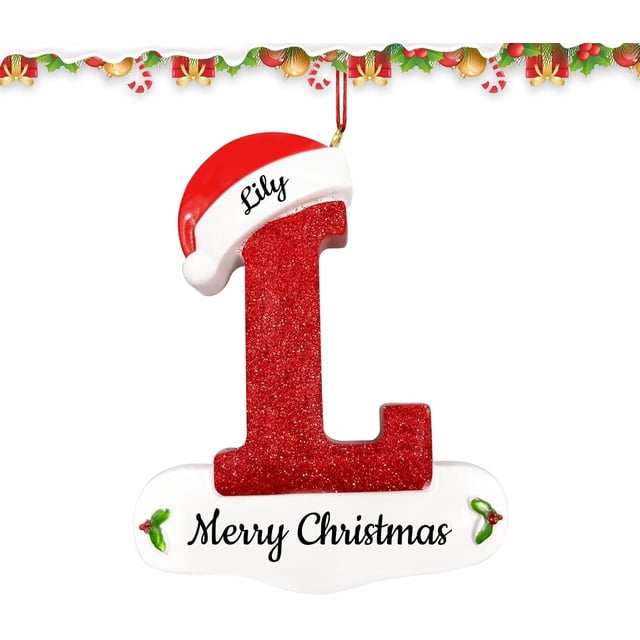Adorno navideño colgante, colgante navideño personalizado con monograma, adorno navideño con nombre hecho a mano