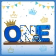 thumbnail image 4 of Haooryx Prince ONE Letter Sign Table Wooden Centerpiece for Baby Boy Royal Prince First Birthday Party Decorations, Shining Crown One Year Old Toddler Boy 1st Birthday Baby Shower Decor Supplies, 4 of 7