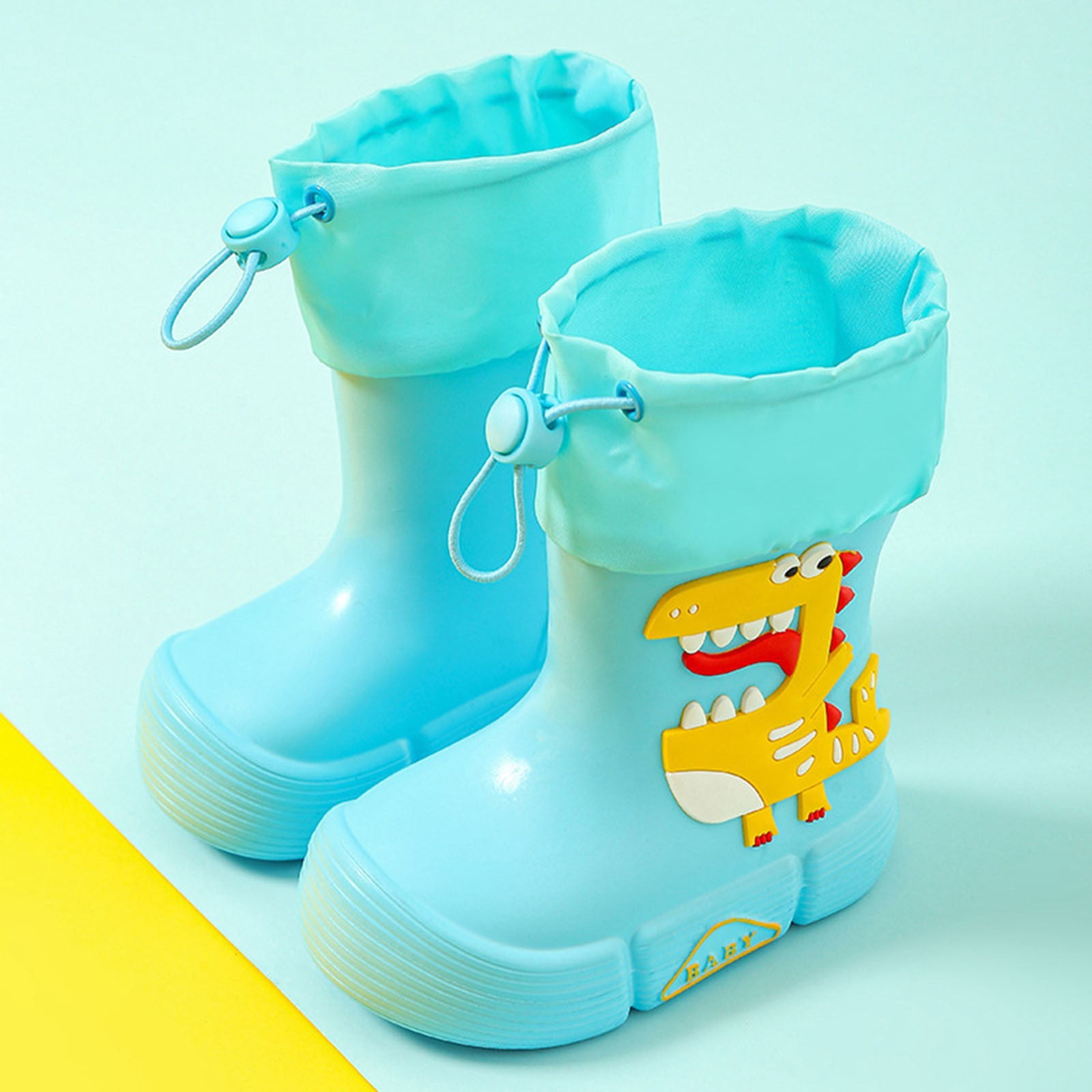 Povozer Toddler Kids Rain Boots Waterproof Rubber Boots for Boys and Girls(Blue,3.5-4 Years)