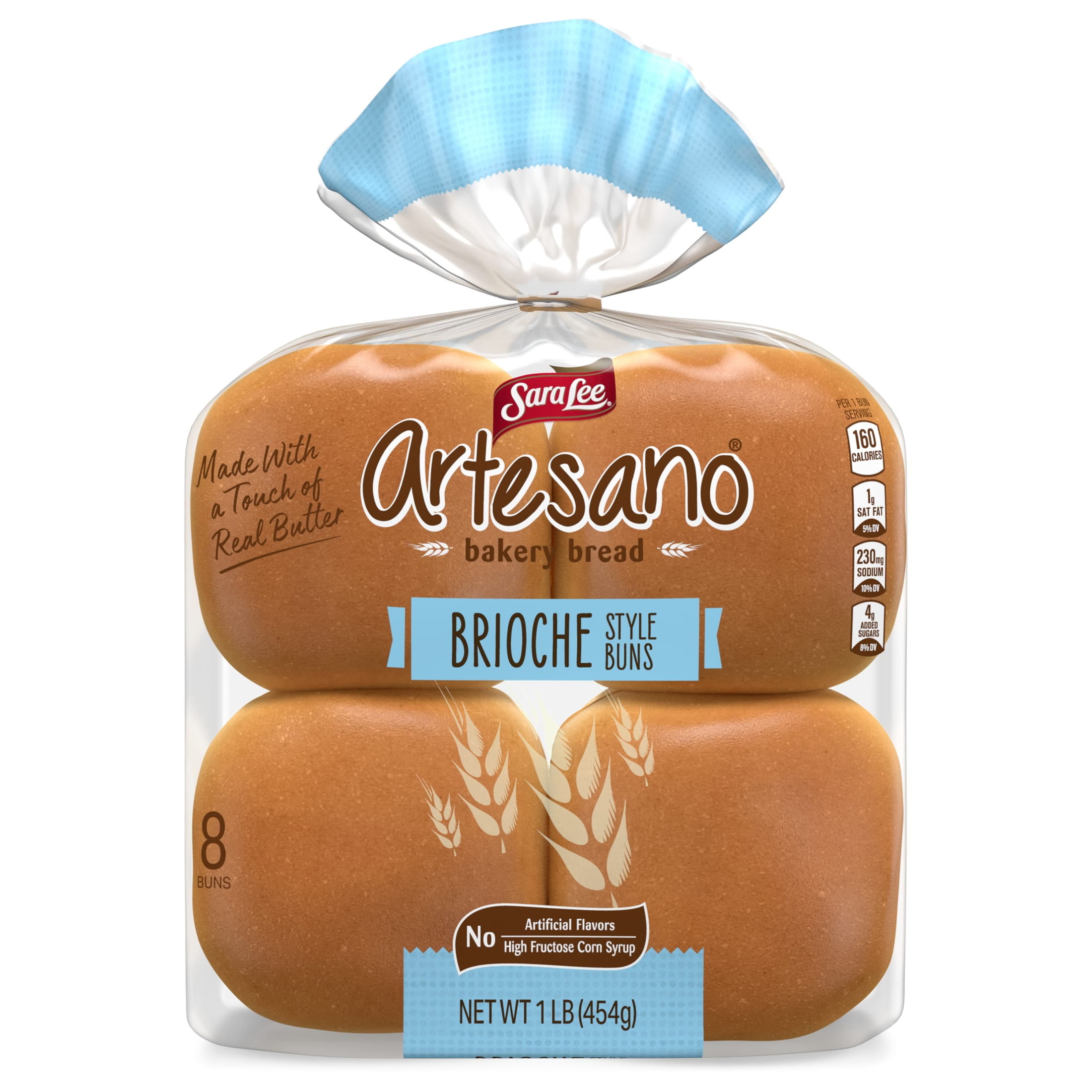 Sara Lee Artesano Brioche Buns, 8 count, Hamburger Buns, 16 oz Bag