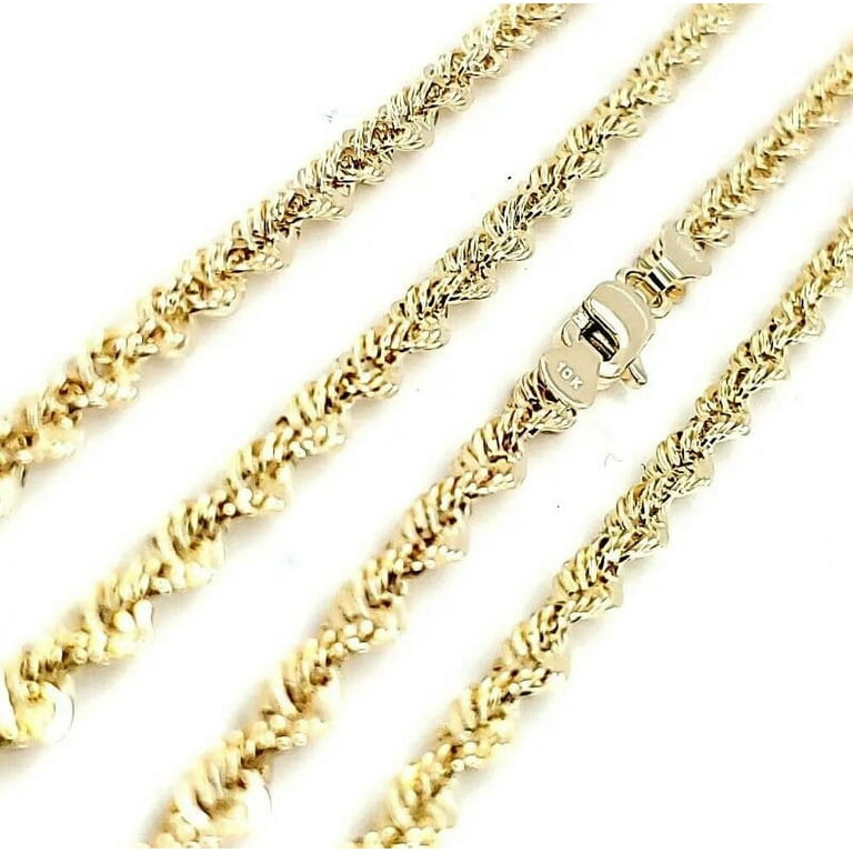 10K Real Yellow Gold 5mm Necklace Gold Rope Chain