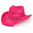thumbnail image 2 of Western Cowgirl Hat, Straw Cowboy Hat for Women with Shapeable Brim, Beaded Hearts Trim, Shapeable Cowboy Hat, 2 of 6