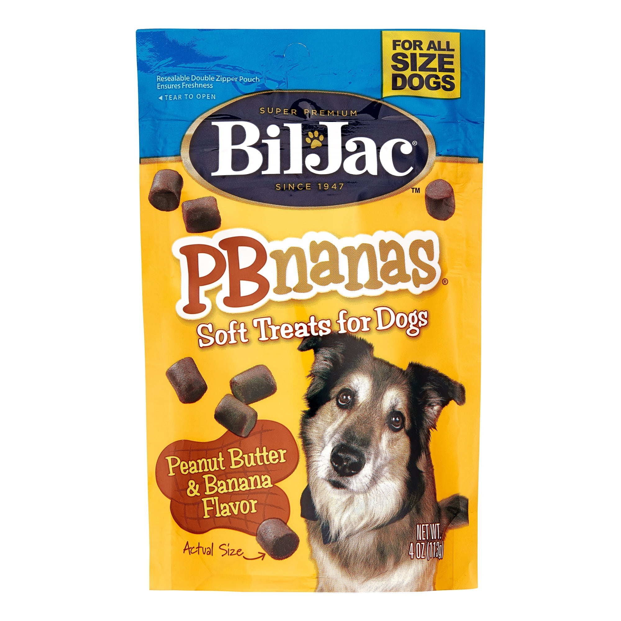 Bil-Jac PB-Nanas Soft Dog Treats, 4 oz, Peanut Butter & Banana Flavor
