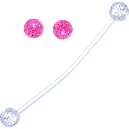 - Pregnancy Belly Button Ring Clear and Pink Acrylic Glitter Pack