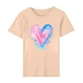 thumbnail image 4 of Babysbule Womens Tops Adult's Valentine's Day Cute Heart Print T-shirt Casual Stylish Round Neck Short Sleeve Blouses, 4 of 5