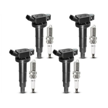 Ignition Coil Set with Spark Plugs 4 - Compatible with 2002 - 2011 Toyota Camry Sedan 2.4L 4-Cylinder 2003 2004 2005 2006 2007 2008 2009 2010