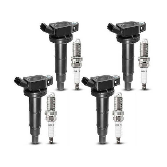 Ignition Coil Set with Spark Plugs 4 - Compatible with 2001 - 2007 Toyota Highlander Base Sport Utility 2.4L 4-Cylinder 2002 2003 2004 2005 2006