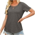 thumbnail image 5 of Ltctricy Women's Summer Tops Trendy Criss Cross V Neck Short Sleeve T Shirts Loose Casual Tunic Blouses, 5 of 6