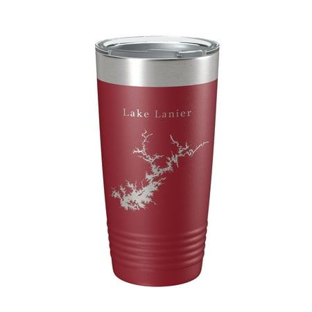 

Lake Lanier Map Tumbler Travel Mug Insulated Laser Engraved Coffee Cup Sidney Georgia 20 oz Maroon